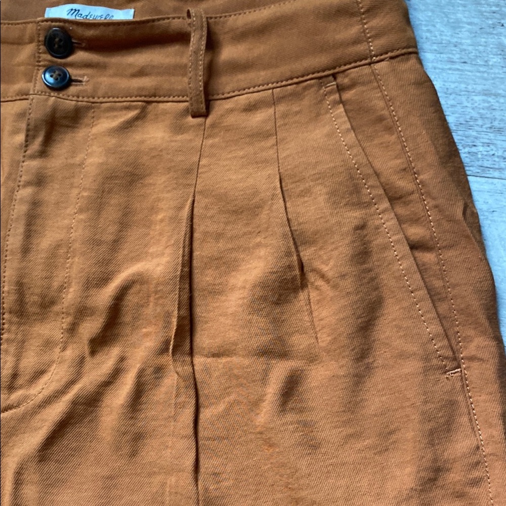 Madewell Wide Leg Pants Size 6 Rust Brown High Rise Button Front Casual Chic - Picture 4 of 13